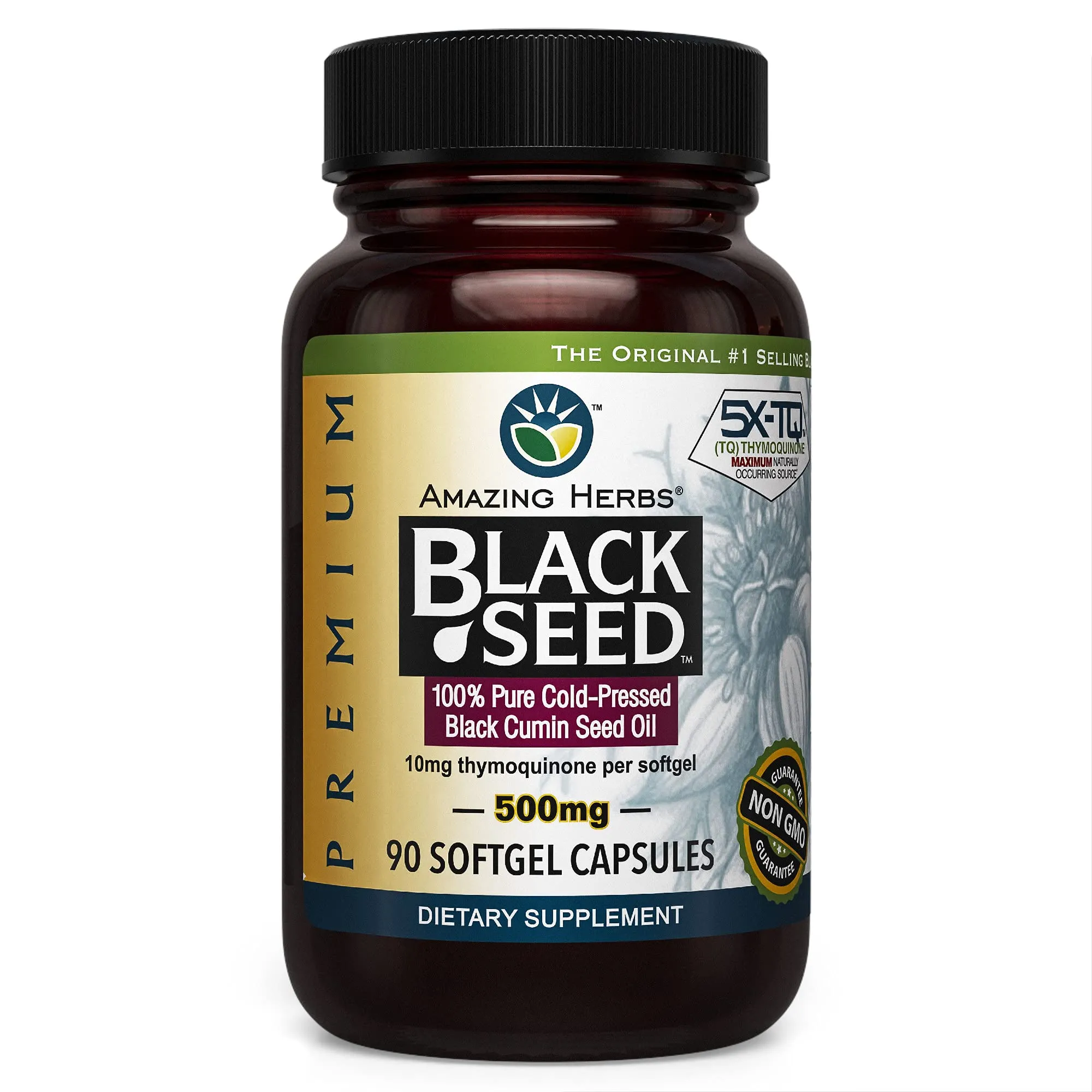 Amazing Herbs Black Seed Oil 500mg Softgels - 90 Count