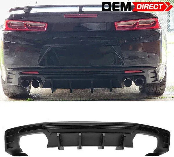 Fits 16-23 Chevy Camaro Ikon 3PCS Rear Diffuser Lower Bumper Lip Matte Black PP