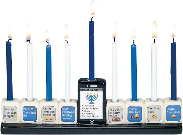 Rite Lite Hand Painted Ceramic Texting Menorah