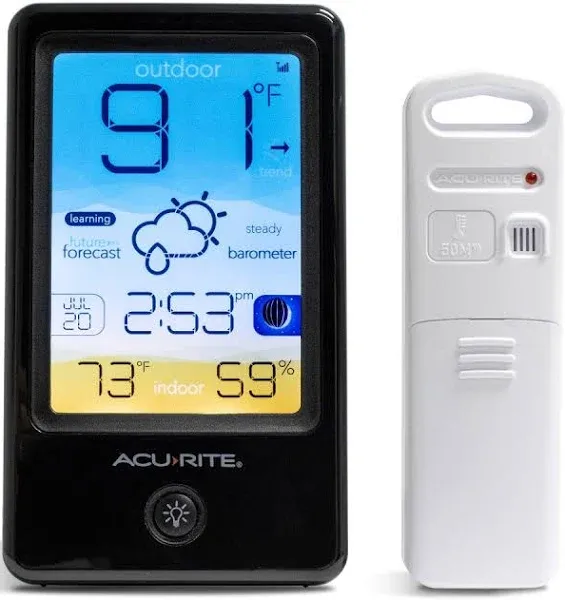 AcuRite Vertical Color Weather Station with Hyperlocal Forecast, Indoor/Outdoor Temperature, Outdoor Humidity, Time/Date, and Moon Phase (00505)