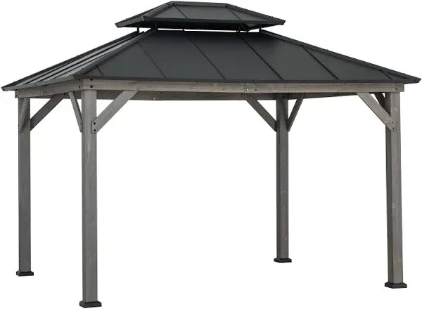 Sunjoy 10 ft. x 12 ft. Cedar Framed Steel Hardtop Gazebo