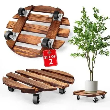 2Pack 12" Heavy Duty Rolling Plant Caddy