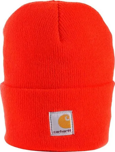 Carhartt Bright Orange Cuffed Watch Beanie Hat   _ Authentic _ Made in USA