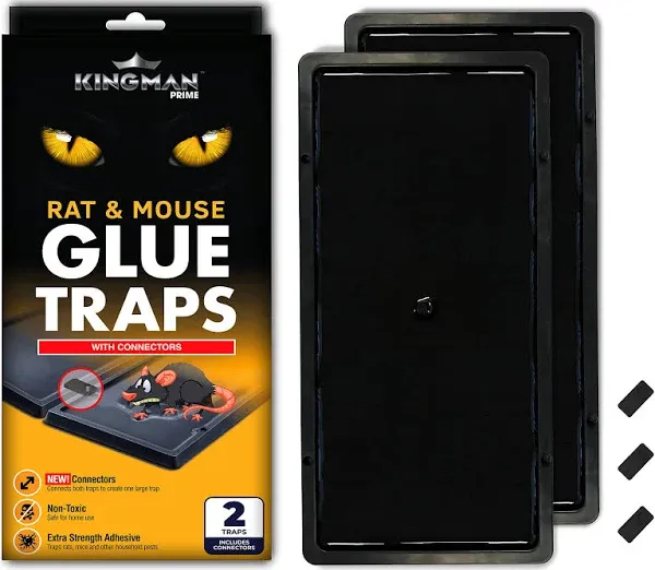 2 LARGE MOUSE GLUE TRAP (KINGMAN) with CONNECTORS 10.5&#034; X 5&#034; EACH TRAP