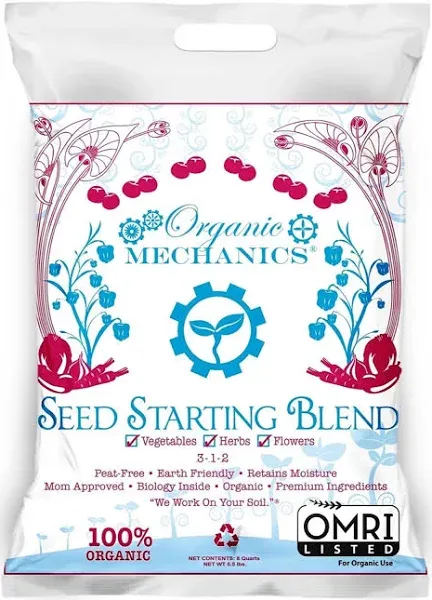 Seed Starting Potting Soil Blend, 8 Quarts – Provides Optimal Seed Germination with Coconut Coir, Aged Pine Bark, Rice Hulls, and Worm Castings – Peat-Free & Eco-Friendly