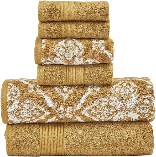 Modern Threads Amaris 6-Piece Adult Cotton Bath Towel Set Amaris Gold Durable