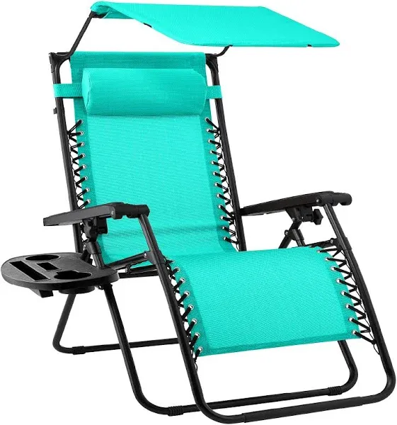 Best Choice Products Folding Zero Gravity Recliner Patio Lounge Chair w/ Canopy Shade