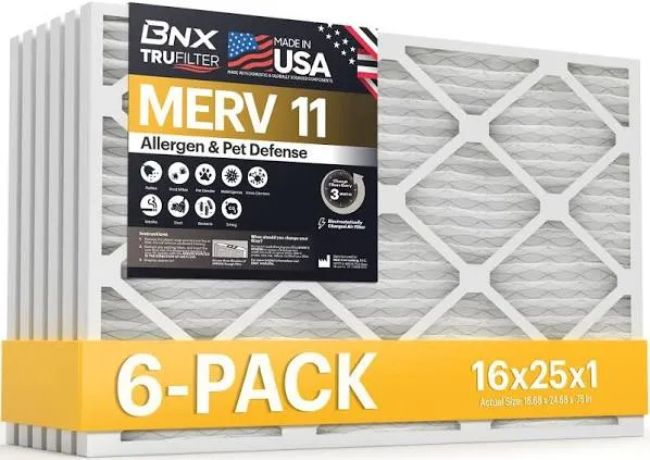 Ultimate MERV 11 16x25x1 Air Filter 6-Pack - Micro Particle Capturing Tech