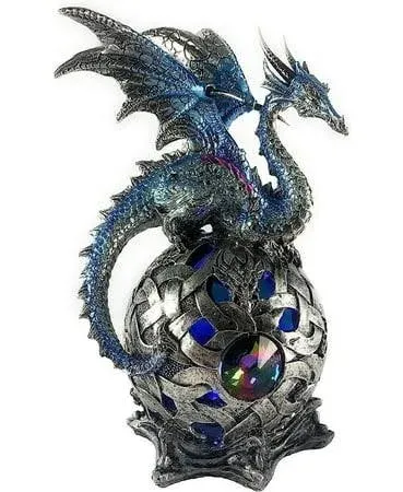 Ain’t It Nice Dragon Statue On Light Up LED Orb Cycling Through Many Vibrant Colors Collectible Dragon Figurine Fantasy Décor, Blue 4(L) X 4(W) X 8(H) inches (Batteries Included)