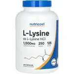 Nutricost L-Lysine 1000mg 250 Capsules - 500mg per Cap Gluten Free Non-GMO