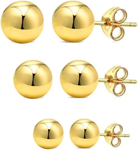 14K Gold Ball Stud Earrings