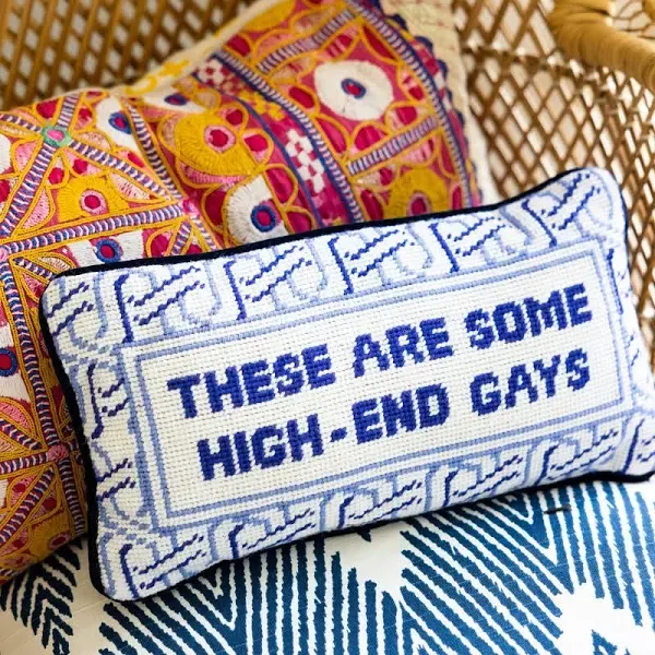 Furbish Studio High-end Gays Needlepoint Pillow