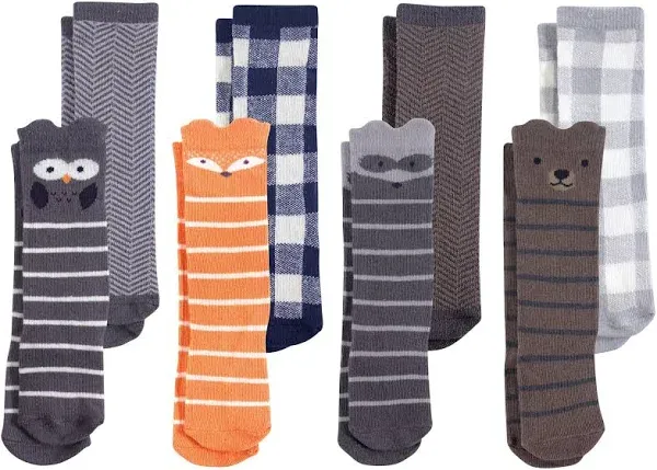 Hudson Baby Knee High Socks, 8-Pack, Forest Boy Stripe