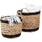 Honey-Can-Do Set of 2 Round Decorative Wicker Baskets with Handles, Natural 