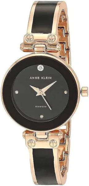 Anne Klein Women&#x27;s Genuine Diamond , Black/Rose Gold