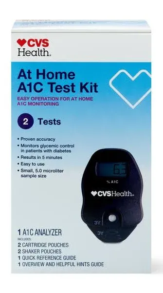 CVS A1C At Home Test Kit, Home Use Monitoring of Glycemic Control, Easy Opera...