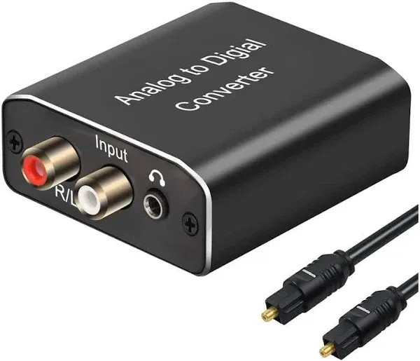 Analog To Digital Audio Converter,dyfrio Aluminum RCA To Optical With Optical Cable, Stereo L/r And 3.5mm Jack To Digital Toslink Coaxial Audio