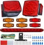 Nilight LED Trailer Light Kit Square Stop Turn Tail Light Red Amber Side Marker Light Third Brake ID Light Bar for 12V Utility Trailer Boat Camper RV Trucks Marine Snowmobile