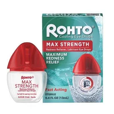 Rohto Cooling Maximum Redness Relief Eye Drops - 0.4 oz bottle