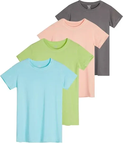 Girls’ Athletic T-Shirt – 4 Pack Active Performance Dry-Fit Sports Tee Size L