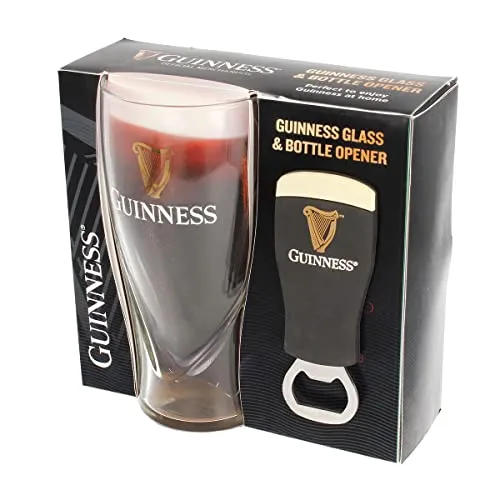 Guinness Ireland Label Pint Glass and Bottle Opener Set