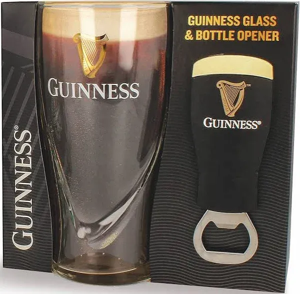 Guinness Ireland Label Pint Glass and Bottle Opener Set