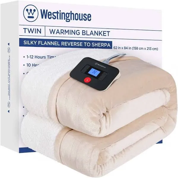 Westinghouse Electric Blanket Twin, Heated Blanket Twin Size with 10 Heating Lev