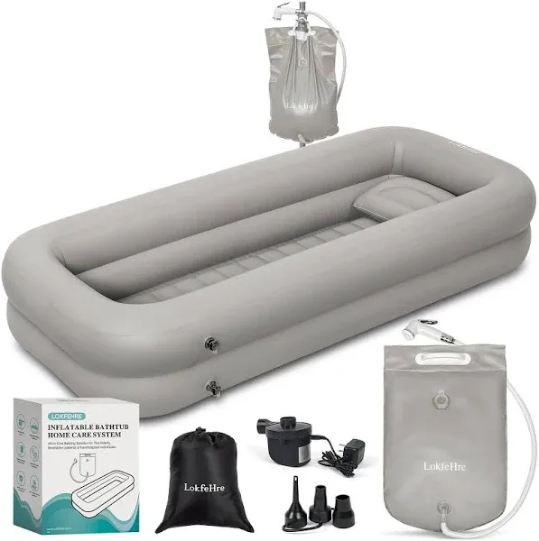 LOKFEHRE Medical Inflatable Bathtub,Shower Bath Basin Kit PVC Portable Bathtub with Electric Air Pump,Portable Bathtub Wash Full Body in Bed Bath,for