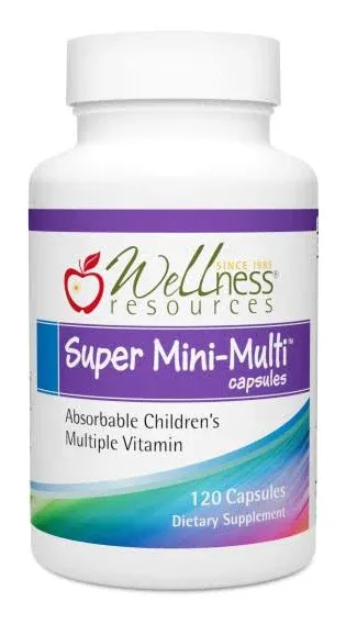 Wellness Resources Super Mini-Multi Children's Multivitamin Swallowable Capsules with Methyl Folate, Methyl B12 and Coenzyme B Vitamins for Growth