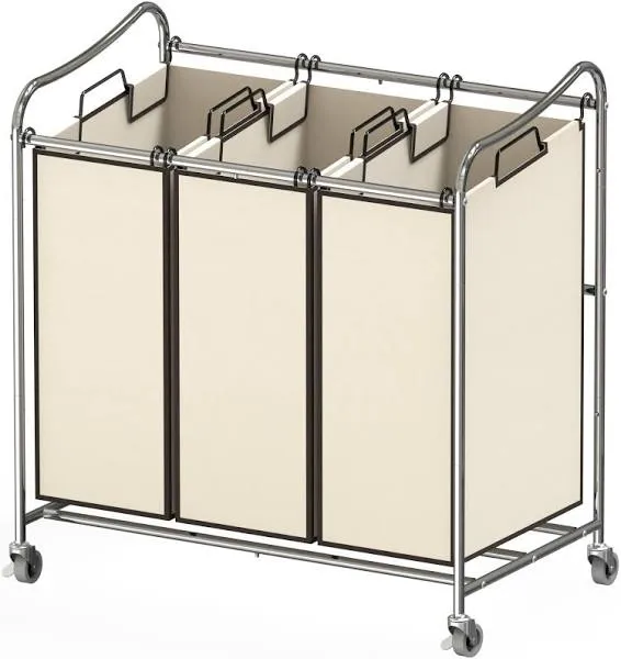 Simple Houseware Heavy Duty 3-Bag Laundry Sorter Rolling Cart