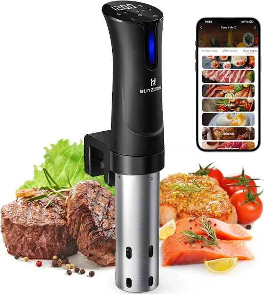 Blitzhome Sous Vide Machine WiFi APP 1100W Sous Vide Cooker with Accurate Temperature & Timer