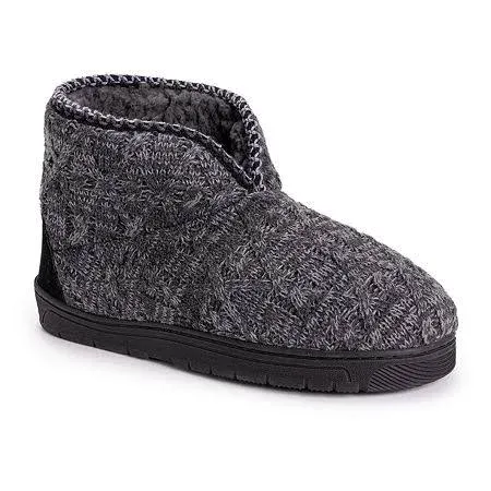 Muk Luks Men's Mark Bootie Slippers-Ebony/Shadow M