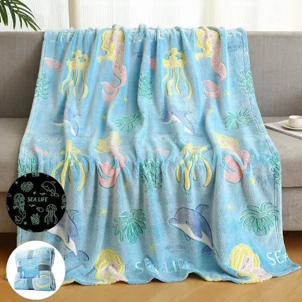 LIFEYJ Glow in The Dark Mermaid Whale Blanket