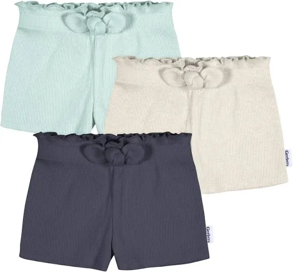 Gerber Baby Girls' 3-Pack Pull-On Knit Shorts