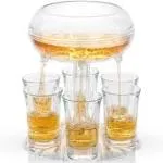 JoyJolt Shot Dispenser with 6 Glass Shot Glasses