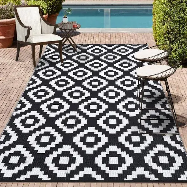 Whizmax Outdoor Waterproof Plastic Straw Reversible Rug