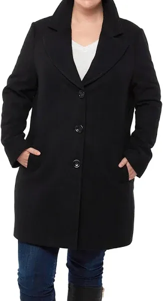 Alpine Swiss Alice Womens Plus Size Wool Overcoat Classic Notch Lapel Walking Coat