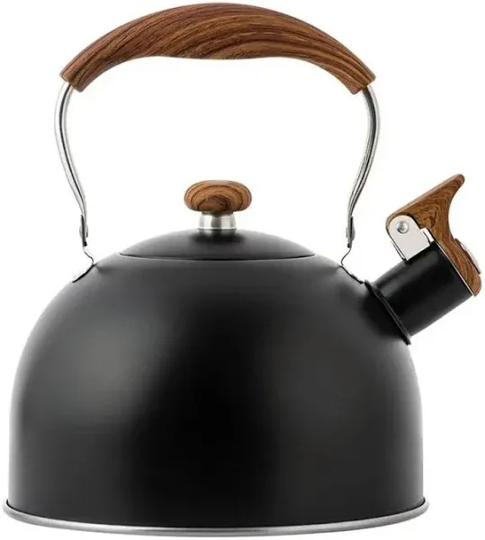 Whistling Stainless Steel Diamond Pattern Tea Kettle with Wood Grain Anti Heat Handle, Stainless Steel Cover Wood Grain Nylon Cover Top Tea Pot (Green)