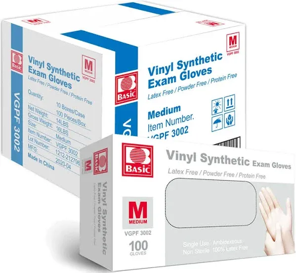 Basic Medical Industries Vinyl Exam Gloves