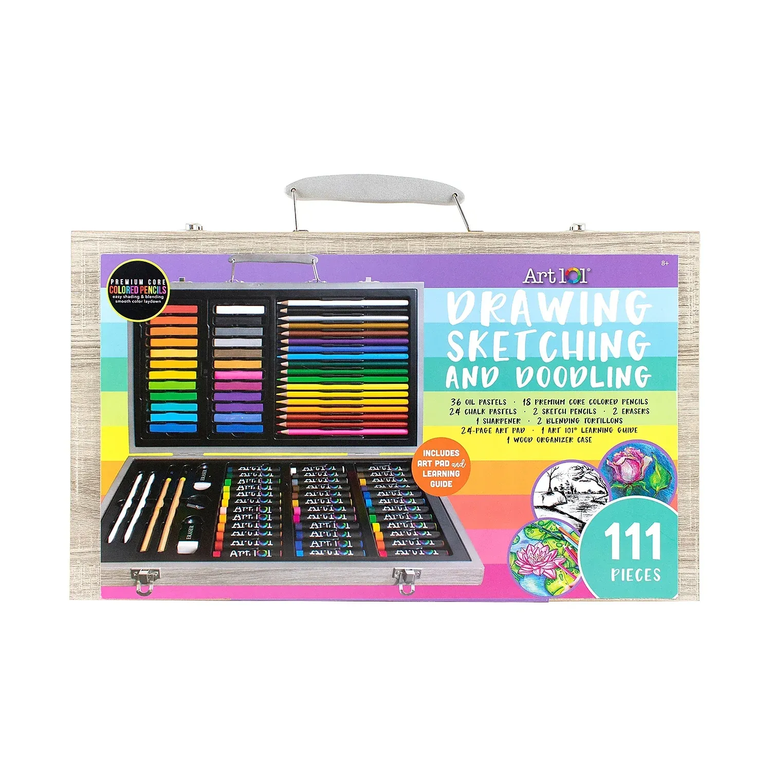 Art 101 Draw, Sketch, and Doodle Multifunctional Art Set with 111 Pieces for Children to Adults