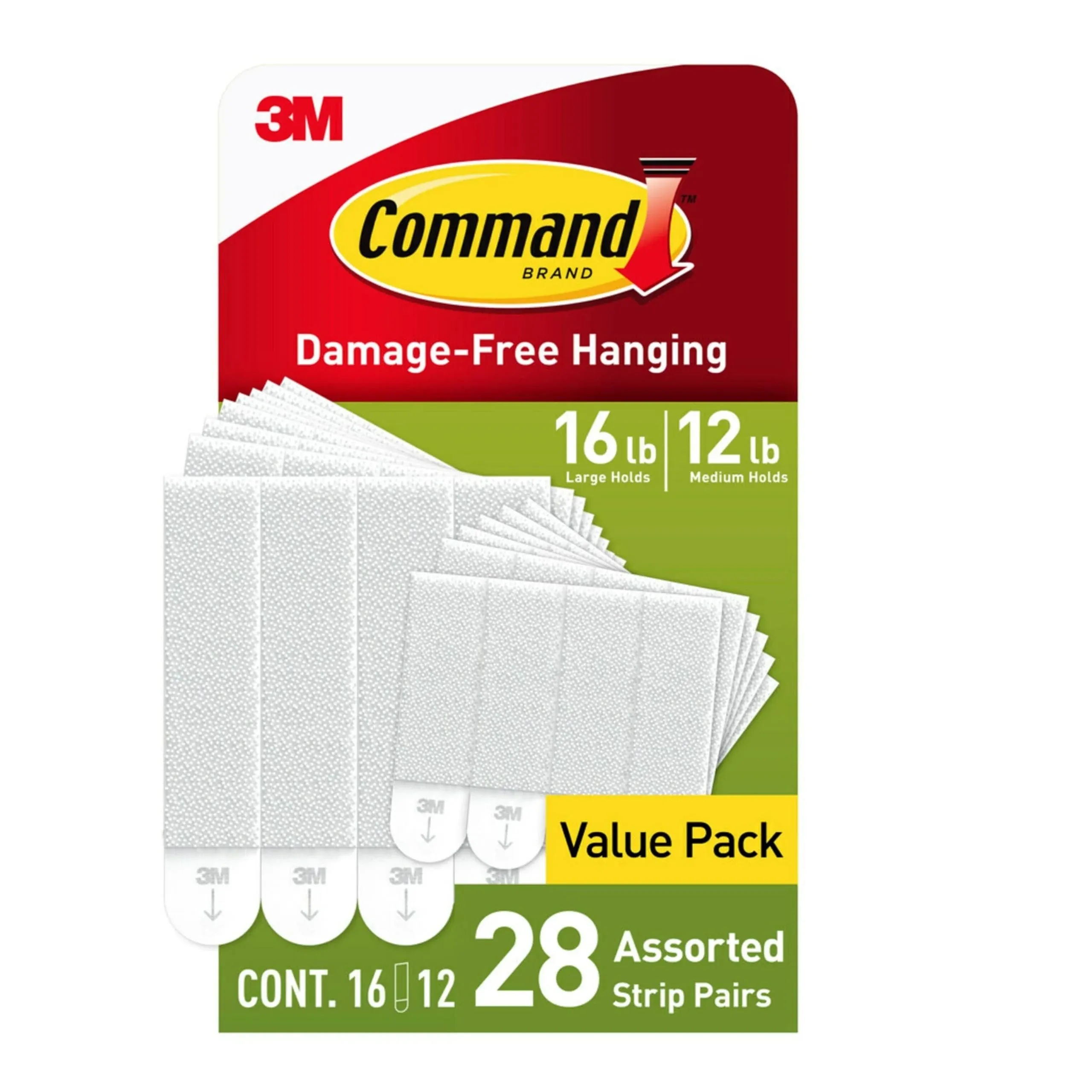 Command Medium and Large Picture Hanging Strips, Damage Free Hanging Picture Hangers, No Tools Wall Hanging Strips for Living Spaces, 12 Medium