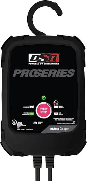 Schumacher Electric DSR117 ProSeries Handheld Car Battery Charger - 10 amp 12v Battery Charger - Fully Automatic Battery Maintainer + Rapid Battery Charger with Service Mode