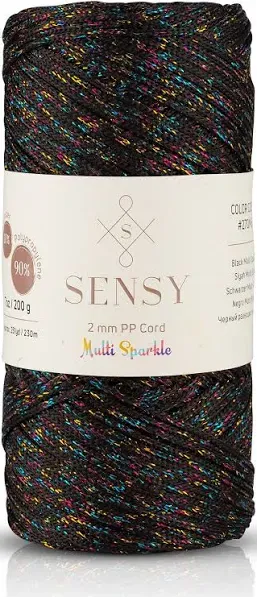 Sensy Premium 2mm 251 Yards Sparkle Polyester Rope 90% Polypropylene 10% Polyester Cord Macrame Cord 2mm Crochet Bag Cord Macrame Rope