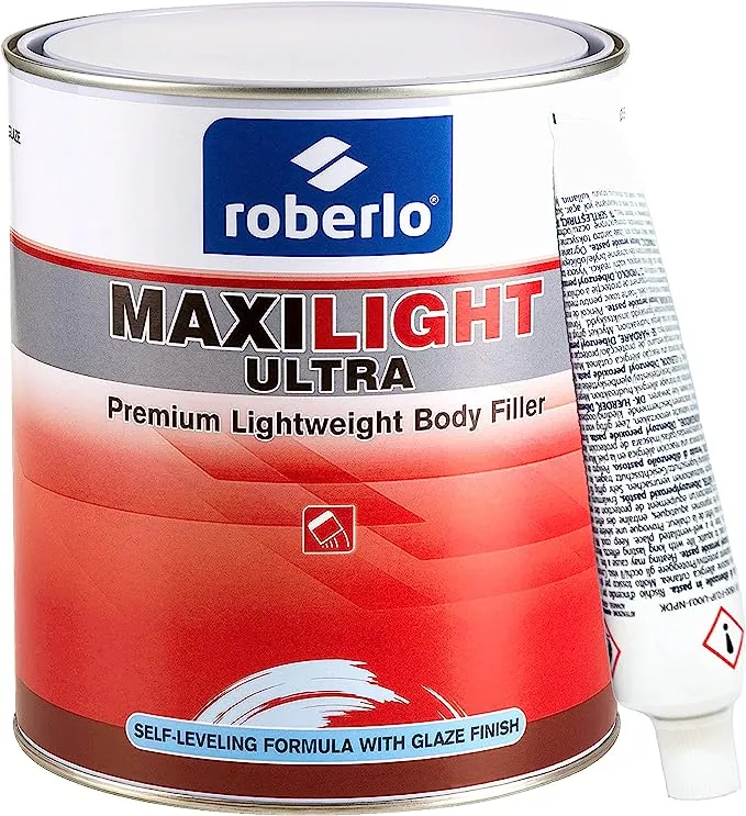 Maxilight Ultra Body Filler Kit - Advanced Scratch and Rust Repair for Metal, Fiberglass, Bumpers, Includes Premium Car Putty, Seam Sealer Polyurethane - Perfect for Professional Auto Bodywork