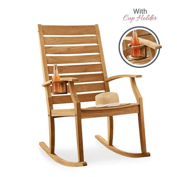 Cambridge Casual Logan Natural Teak Wood Outdoor Rocking Chair