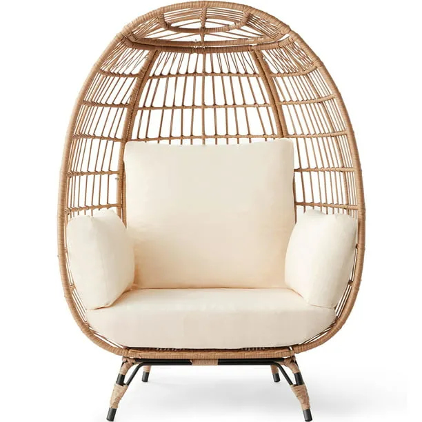 Best Choice Products Wicker Egg Chair Indoor Outdoor Patio Lounger