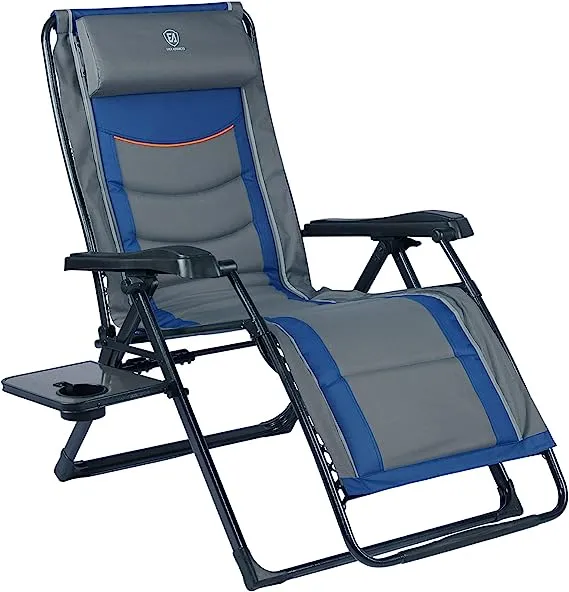 EVER ADVANCED Oversize XL Zero Gravity Recliner Padded Patio Lounger Chair with Adjustable Headrest Support 350lbs, Blue