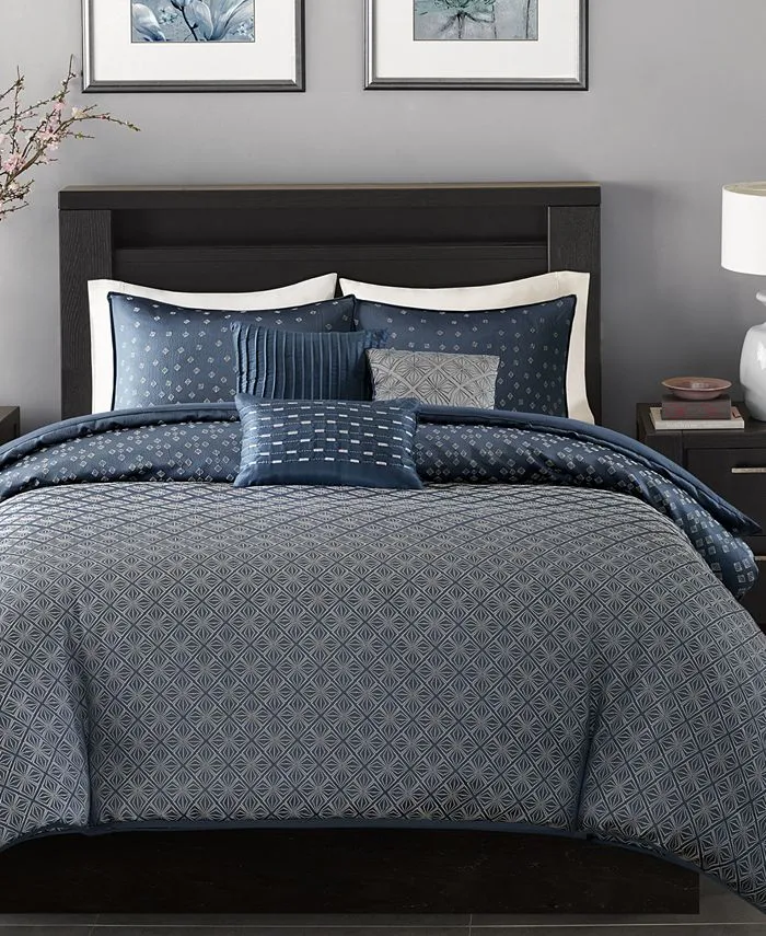 Biloxi Geometric Jacquard 6-Pc. Duvet Cover Set, King/California King