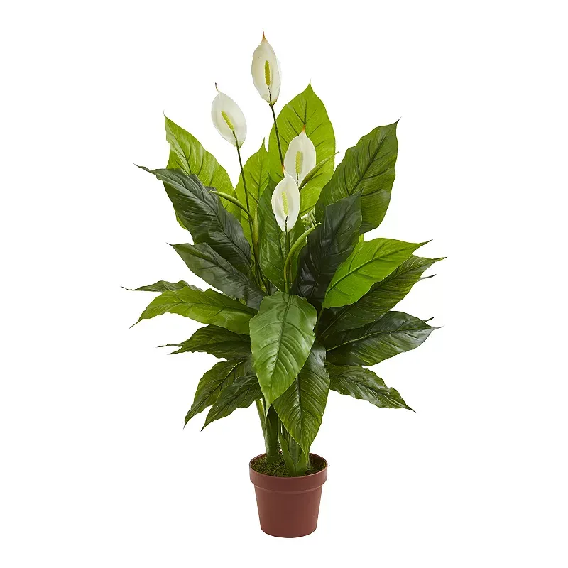 Nearly Natural 42” Spathiphyllum Artificial (Real Touch) Silk Plants Green