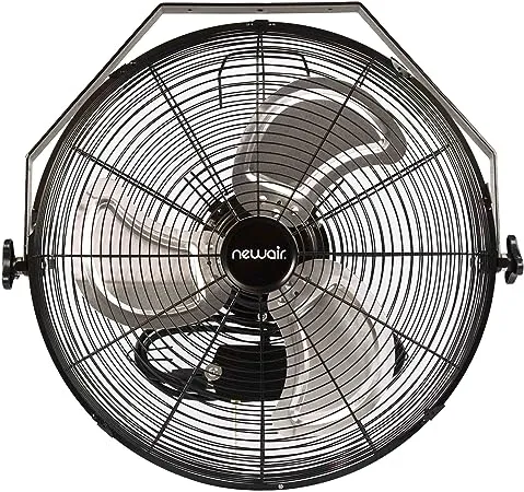 NewAir - 3000 CFM 18” High Velocity Wall Mounted Fan with Sealed Motor Housing and Ball Bearing Motor - Black